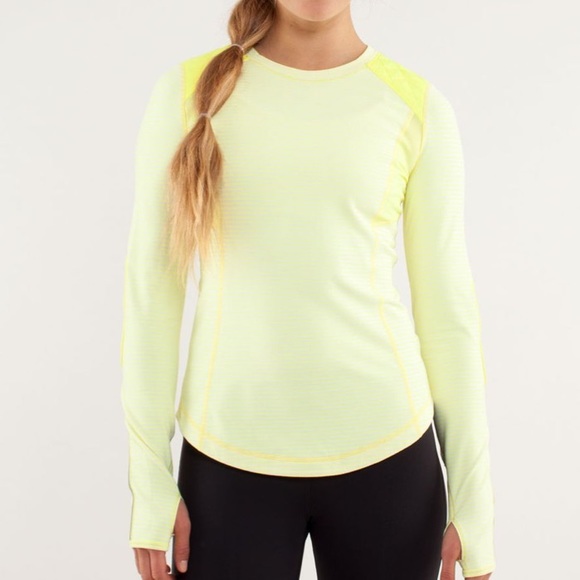 Lululemon Ice Queen Slope Stripe Limitless Yellow Quilted Long Sleeve Shirt - Picture 2 of 6